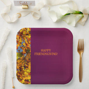 Maroon verlaat Thanksgiving Friendsgiving Papieren Bordje