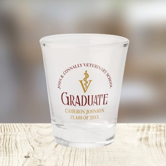 Maroon Veterinary School Afstuderen Custom Shot Glas