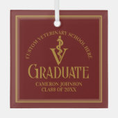 Maroon Veterinary School Afstuderen Kerst Glas Ornament (Voorkant)