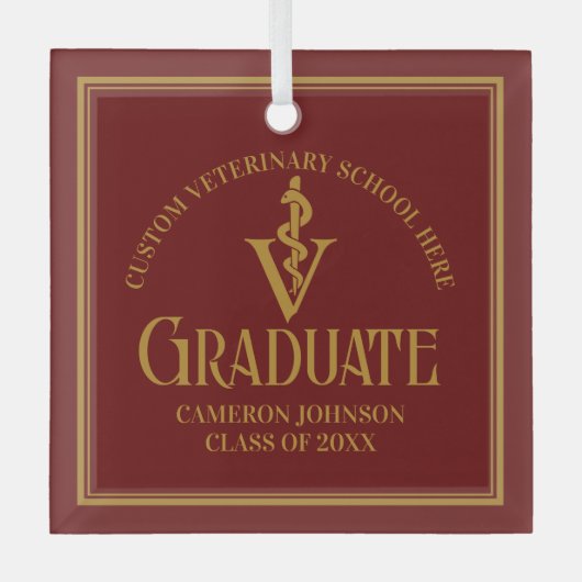 Maroon Veterinary School Afstuderen Kerst Glas Ornament (Voorkant)