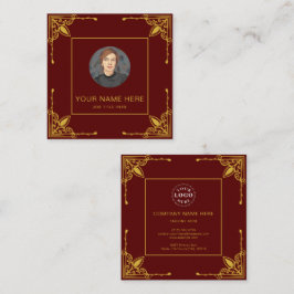 Maroon Visitekaartje met Metallic Goud Contactkaartje