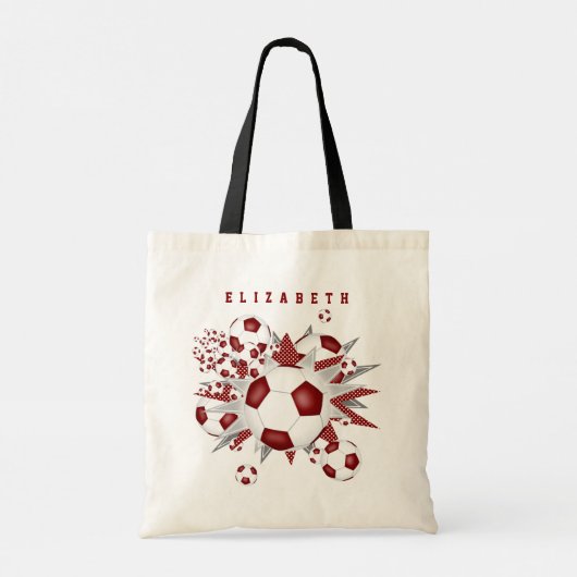 maroon voetbal blaast haar naam tote bag (Achterkant)
