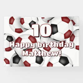 Maroon Voetbal Jongens Meisjes Verjaardagsfeest Spandoek