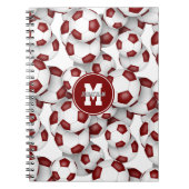 maroon voetballen patroon kids sport notitieboek (Voorkant)