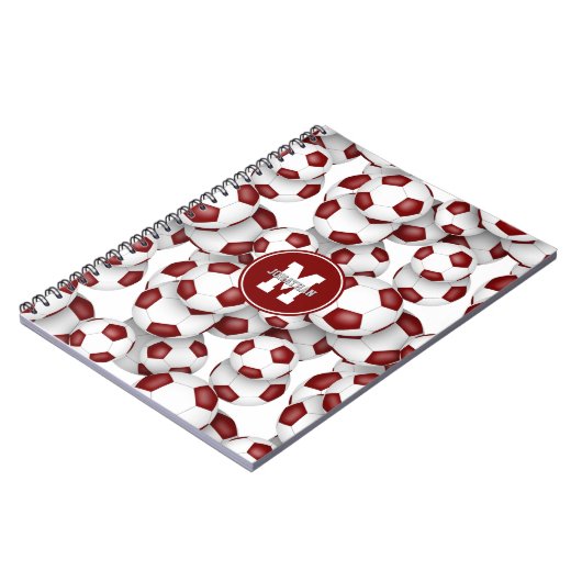 Maroon voetballen Patroon kinder sporten Notitieboek (Linkerzijde)