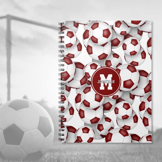 Maroon voetballen Patroon kinder sporten Notitieboek