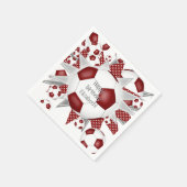 Maroon voetballen sterren verjaardags- of teamfees servet (Hoek)