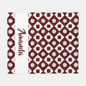 Maroon Volleyball Argyle Pattern Fleece Deken (Voorkant (Horizontaal))