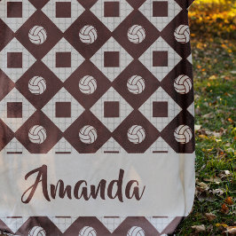 Maroon Volleyball Argyle Pattern Fleece Deken