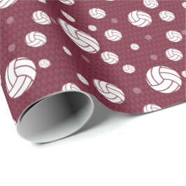 Maroon Volleyball Chevron Patterned Cadeaupapier