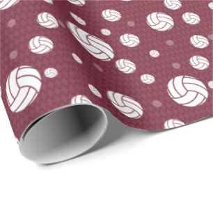 Maroon Volleyball Chevron Patterned Cadeaupapier