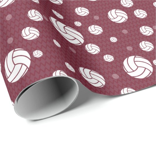 Maroon Volleyball Chevron Patterned Cadeaupapier (Rol Hoek)