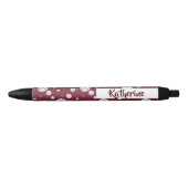 Maroon Volleyball Chevron Patterned Zwarte Inkt Pen (Voorkant)