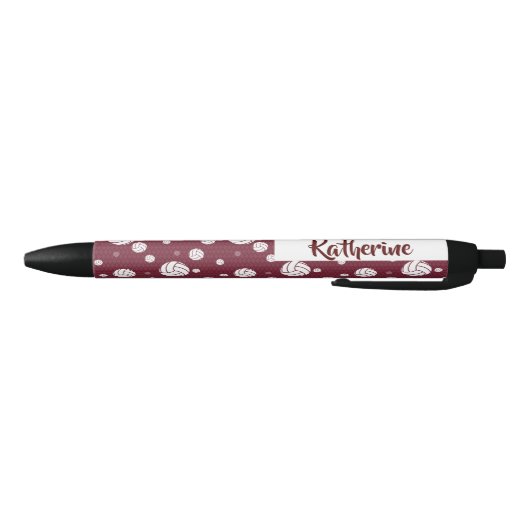 Maroon Volleyball Chevron Patterned Zwarte Inkt Pen (Bodem)