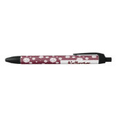 Maroon Volleyball Chevron Patterned Zwarte Inkt Pen (Bovenkant)