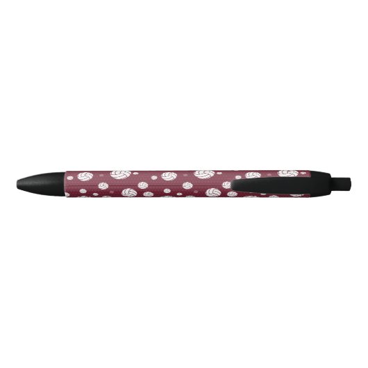 Maroon Volleyball Chevron Patterned Zwarte Inkt Pen (Achterkant)