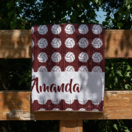 Maroon Volleyball Wood Floor Patterned Fleece Deken