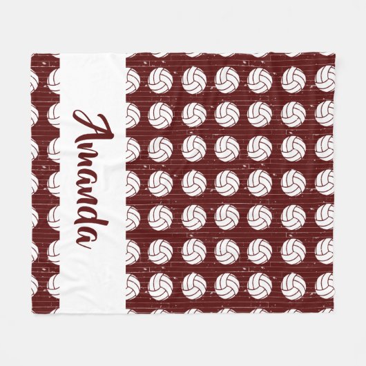 Maroon Volleyball Wood Floor Patterned Fleece Deken (Voorkant (Horizontaal))