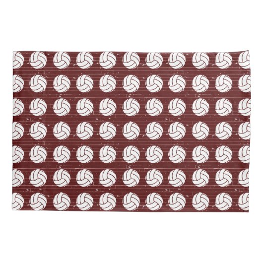 Maroon Volleyball Wood Floor Patterned Kussensloop (Achterkant)