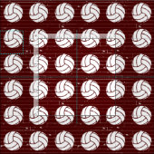 Maroon Volleyball Wood Floor Patterned Stof (Delen)