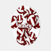 Maroon volleyballen met atleet naam Keepsake Metalen Ornament (Voorkant links)