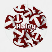Maroon volleyballen met atleet naam Keepsake Metalen Ornament (Voorkant)