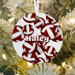 Maroon volleyballen met atleet naam Keepsake Metalen Ornament