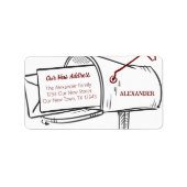 Maroon We hebben de noodlijdende brievenbus verpla Etiket (Voorkant)