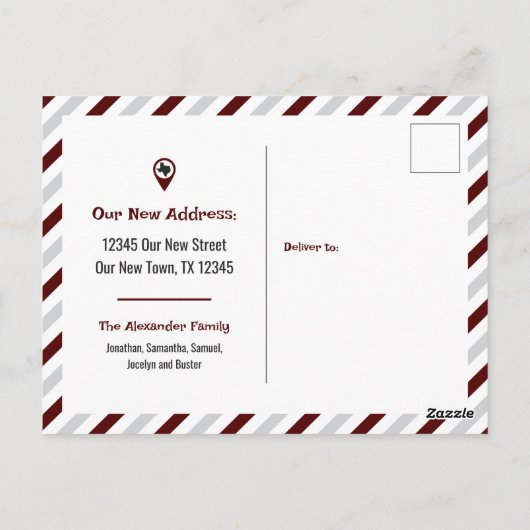 Maroon We hebben gestreepte verplaatsen verplaatst Briefkaart (Achterkant)