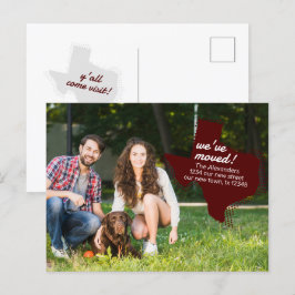 Maroon We hebben verhuisd - Dotted Texas Moving Briefkaart