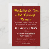 Maroon Wedding Invitation | Elegant  Kaart (Voorkant)