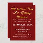 Maroon Wedding Invitation | Elegant  Kaart (Voorkant / Achterkant)