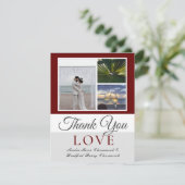 Maroon Wedding Photo collage Bedankkaart (Staand voorkant)