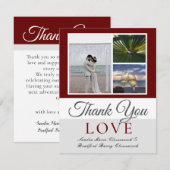 Maroon Wedding Photo collage Bedankkaart (Voorkant / Achterkant)