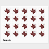 Maroon We've Moved - Gestippelde Texas Verhuisberi Vierkante Sticker (Vel)