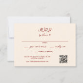 Maroon Whimsical Handgeschreven bruiloft RSVP Kaartje (Voorkant)