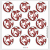 Maroon White 13 aangepaste spelers namen volleybal Sticker (Vel)