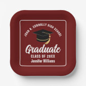 Maroon White Afstuderen Afstudeerpartijplein Papieren Bordje (Voorkant)