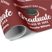 Maroon White Afstuderen Custom 2025 Afstuderen Cadeaupapier (Rol Hoek)