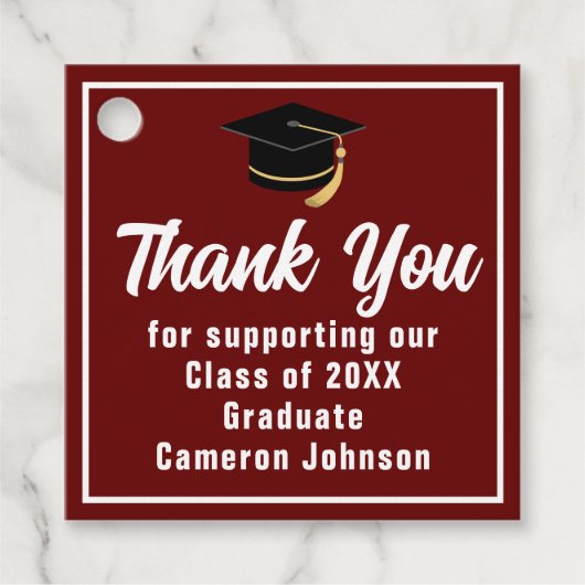 Maroon White Afstuderen Custom 2025 Graduation Par Bedankjes Labels (Voorkant)
