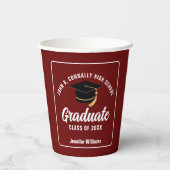 Maroon White Afstuderen Custom 2025 Graduation Par Papieren Bekers (Achterkant)