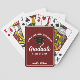 Maroon White Afstuderen Custom 2025 Graduation Par Pokerkaarten