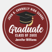 Maroon White Afstuderen Custom 2025 Graduation Par Ronde Sticker (Voorkant)