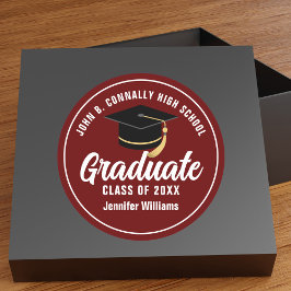 Maroon White Afstuderen Custom 2025 Graduation Par Ronde Sticker