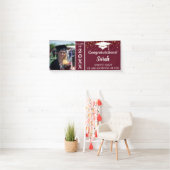 Maroon White Afstuderen Custom Fotoklas van 2025 Spandoek (Insitu)