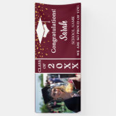 Maroon White Afstuderen Custom Fotoklas van 2025 Spandoek (Verticaal)