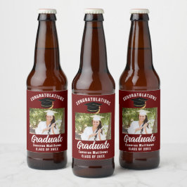 Maroon White Afstuderen Foto 2025 Afstudeerfeest Bier Etiket