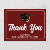 Maroon White Afstuderen gepersonaliseerde dank u Briefkaart (Voorkant)