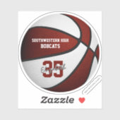 Maroon White basketbal kinder teamkleuren cadeauid Sticker (Vel)