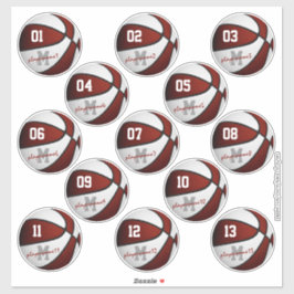 maroon white basketball op maat 13 spelersnamen sticker